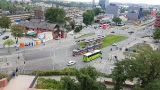 Trams in Brno, Czechia, view from a hill