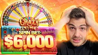 I DID $6,000 SPINS ON CRAZY TIME AND THIS HAPPENED!!!