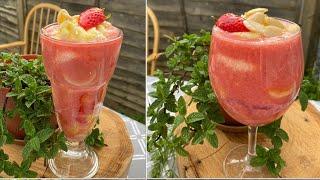 Lebanese new style fruit cocktail ( Tahiti cocktail  ) كوكتيل تاهيتي مع قشطة وعسل