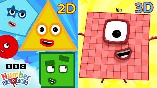 2D- und 3D-Nummernblöcke im Vergleich! | Formen lernen & zählen lernen | Numberblocks Deutsch