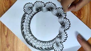 Pattern 712|Zentangle art|Zendoodle art|Floral art|Illusion art|Easy art|Art tutorial|Freehand art