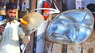 Genius Technique of Polishing an Old Car Headlights | How to Clean Foggy and Cloudy Car Headlight |