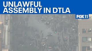  LIVE: Unlawful assembly declared at downtown LA protests