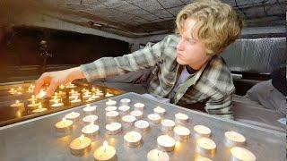 Winter Truck Camping Using Candles for Heat