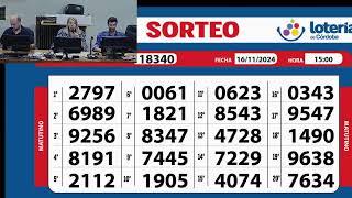 Sorteo de Quiniela MATUTINO N°18340– 16/11/2024– 15:00hs