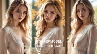 【4K】AI Beautiful Girl | Beautiful Model |beige cardigan dress #lookbook #aimodel #beauty #fashion