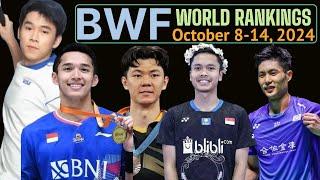 BWF World Rankings Updated on 2024 October 8. This Week World Top 10 Badminton Players Men's Singles