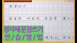 펜글씨 정자체 원고지 문장연습법 기초단계 글씨교정 글씨잘쓰는법