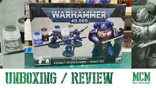 Unboxing & Review of Warhammer 40,000 Start Painting Space Marines Assault Intercessors + Paints Set