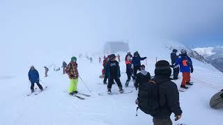 Rosa Khutor Sochi! Skiing in Sunny Day in Rosa Khutor ski resort in Russia. Northern Slopes