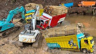 Terpuruk dan nyaris tenggelam di sungai yang keruh || Rc truk bermuatan balok kayu ofroad di lumpur