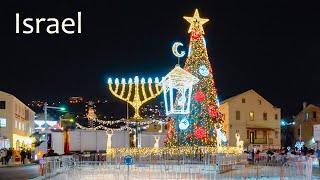 Happy Hanukkah! and Merry Christmas! from Israel! Nighttime Haifa glows in breathtaking splendor.