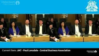 01.05.18 - Item 3 - Verbal Submissions - Paul Lonsdale - Central City Business Association