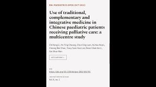 Use of traditional, complementary and integrative medicine in Chinese paediatric pati... | RTCL.TV