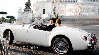 Elopement wedding in Italy | Wedding video shooting in Rome | Retro car