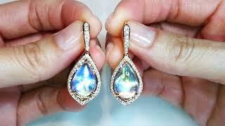 Ceylon Blue Moonstone Earrings 15.97 carats by Kat Florence