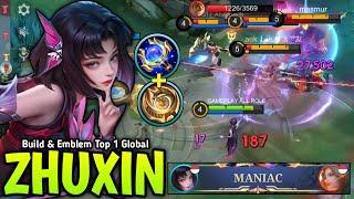 ZHUXIN NEW BEST BUILD & PERFECT EMBLEM FOR MID LANE ALMOST SAVAGE!! - BUILD TOP 1 GLOBAL ZHUXIN