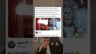 In Home Alone (1990), Harry is short, so the blow torch only grazes his head. If the taller