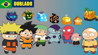 PERSONAGENS DE ANIME COMENDO AS FRUTAS DE BLOX FRUITS DUBLADO!