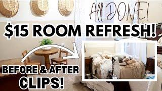 Just start somewhere! $15 ROOM TRANSFORMATION • GUEST BEDROOM REFRESH! Declutter & organize ​⁠!