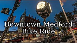 [4K] Bike Ride through Downtown Medford Massachusetts at Sunset.