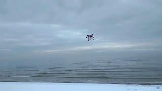 XK Detect X380 quadcopter/drone flying in winter (Lithuania, Palanga)