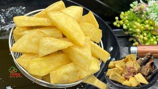 HOW TO MAKE & PERFECTLY FRY YAM & PEPPER SAUCE | CRISPY GHANA FRIED YAM CHIPS RECIPE | Street Style