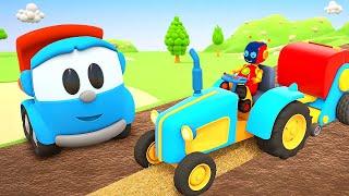 Leo the Truck on the farm. Farm vehicles' toys & farm animals for kids. NEW Car cartoons for kids.