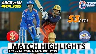 RCB vs MI 20th Match WPL 2025 Highlights | Women IPL Highlights 2025 | Cricket WPL 2025 highlights