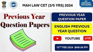 MH LAW CET (3/5 Yrs) 2024 - English | previous year question paper |#english