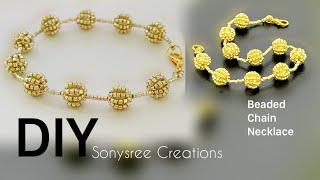 Simple beaded chain diy || How to make gold chain out of beads