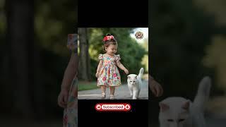 Adorable Baby Girl Walking Cute Cat | Fun and Laughter at Jest Junction #baby #babygirl  #cat