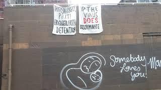 Bedsheet Sign on Clyde Walkway in Glasgow, Scotland (4th May 2020)