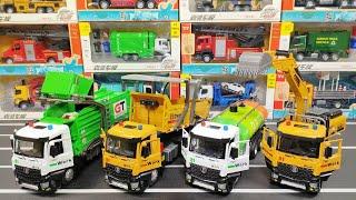 Metal Diecast Trucks Of Garbage Truck, Dump Truck, Sprinkler Tank Truck, Excavator