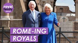 Cheery King and Queen Pose in Front of Rome’s Colosseum