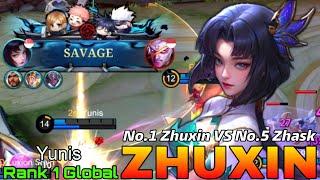 SAVAGE! No.1 Zhuxin VS No.5 Zhask - Top 1 Global Zhuxin by Yunis - Mobile Legends