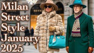 Italian Street Style January 2025. Top fashion trends from Milan. Luxury fashion vlog