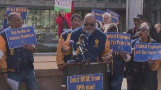 Fired federal workers protest outside OPM