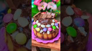 Yummy chocolate birthday Cake. Miniature chocolate birthday cake. World mini cake