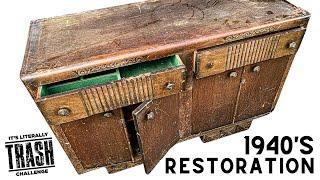 1940’s Art Deco Sideboard RESTORATION | Literally Trash YouTube Challenge