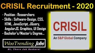 CRISIL Recruitment - 2020 | Hiring As Researcher| Entry Level Professional