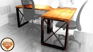 Industrial Steel Frame & Butcherblock Wood Desk