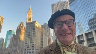 Art Historian Prof. Knestor Jackdaws visits Chicago, but can't identify buildings. Or the river.