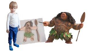 3 years old kid drawing Maui