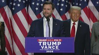 Donald Trump congratulates JD Vance when declaring victory in 2024 presidential election