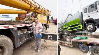 Female Crane Operator Heze Heavy Lifting Work in Action!