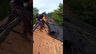 Pitchfork to remove shingles #roofing #work