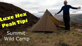 Luxe Hexpeak Tipi summit wild camp