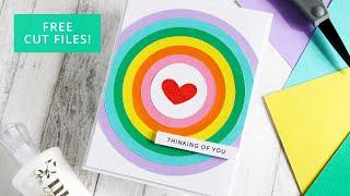 Easy Nested Rainbow Circle Card Silhouette Cameo Cardmaking Idea (FREE Cut File!)