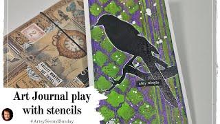 The Raven - Art Journal play with stencils & Mood Board - #ArtsySecondSunday Video Hop ▶▶▶